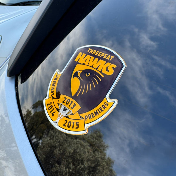 Hawthorn Hawks Threepeat 2015 Premiers Chrome Logo Decal Sticker