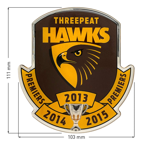 Hawthorn Hawks Threepeat 2015 Premiers Chrome Logo Decal Sticker