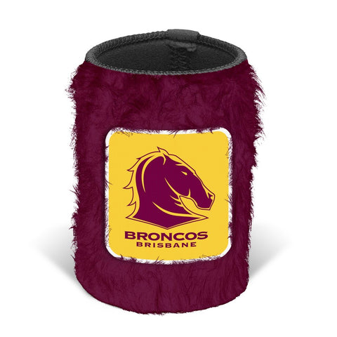 Brisbane Broncos NRL Fluffy Can Cooler Stubby Holder