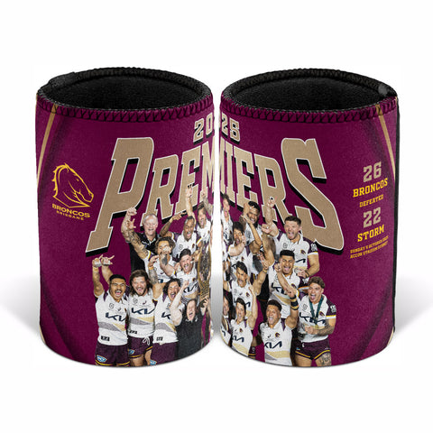 PREORDER - Brisbane Broncos NRL 2025 Premiers Baseless Team Image Can Cooler PH2