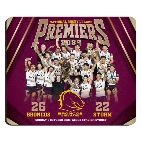 PREORDER - Brisbane Broncos NRL 2025 Premiers Team Image Mouse Mat Pad PH2