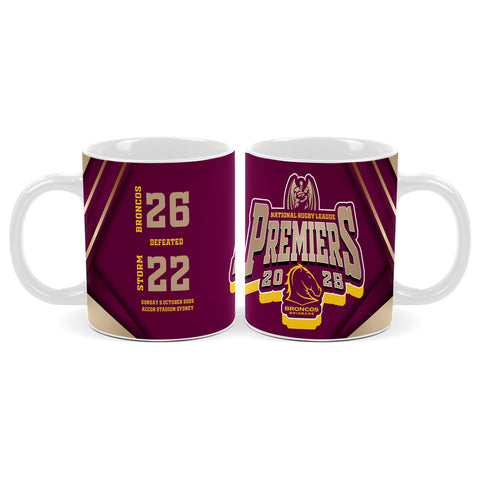 PREORDER - Brisbane Broncos NRL 2025 Premiers Score Mug PH1