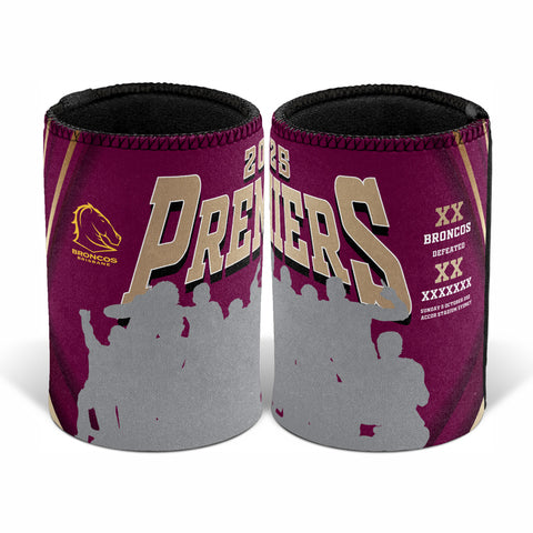 PREORDER - Brisbane Broncos NRL 2025 Premiers Baseless Team Image Can Cooler PH2