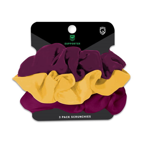 Brisbane Broncos NRL Hair Scrunchies 3 pack