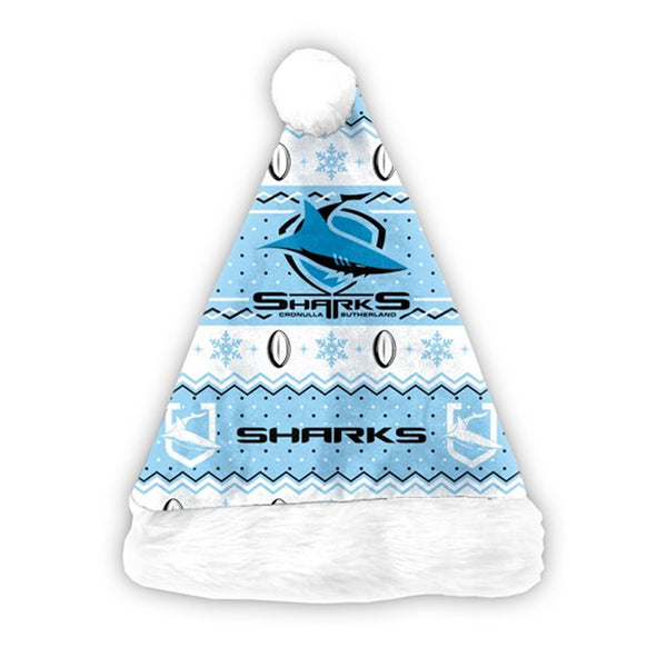 Cronulla Sharks NRL Christmas Santa Hat