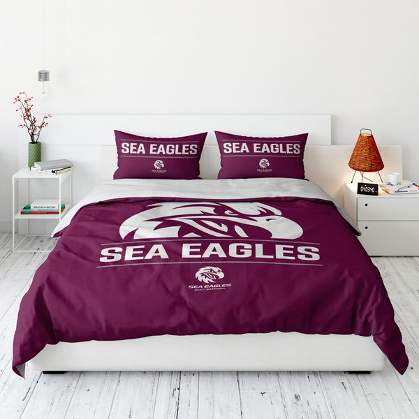 Manly Sea Eagles NRL Quilt Doona Duvet Cover Pillowcase Set