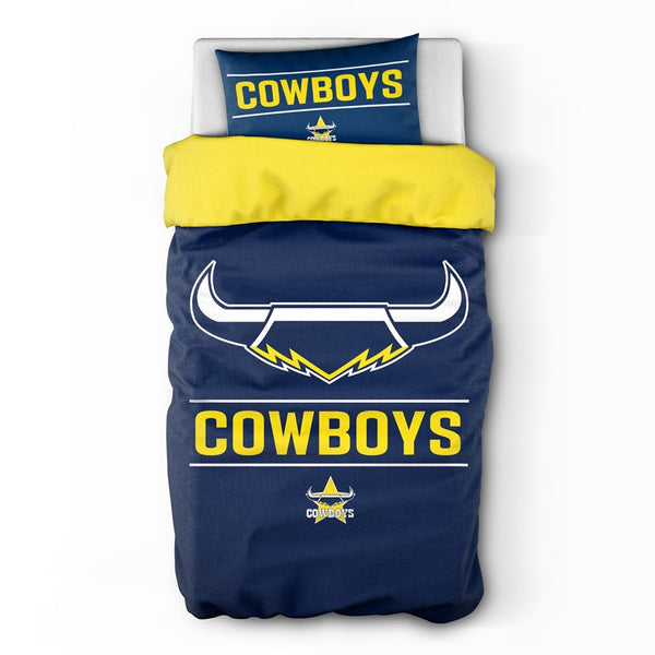 North Queensland Cowboys NRL Logo Single Quilt Doona Duvet Cover Pillowcase Set