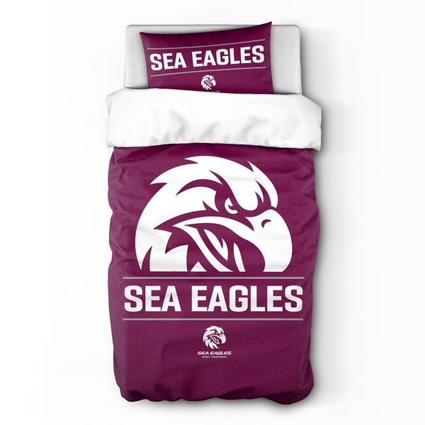 Manly Sea Eagles NRL Logo Single Quilt Doona Duvet Cover Pillowcase Set