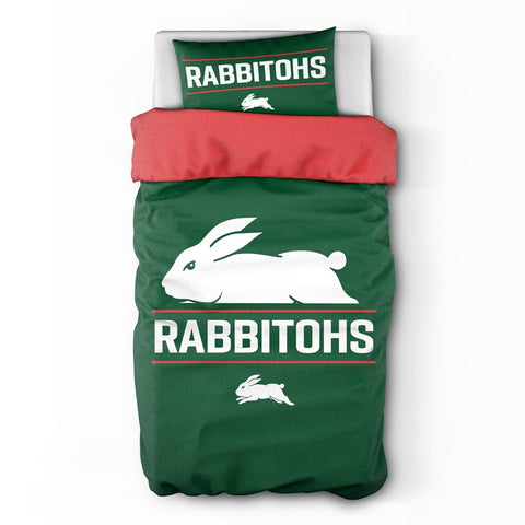 South Sydney Rabbitohs NRL Logo Single Quilt Doona Duvet Cover Pillowcase Set