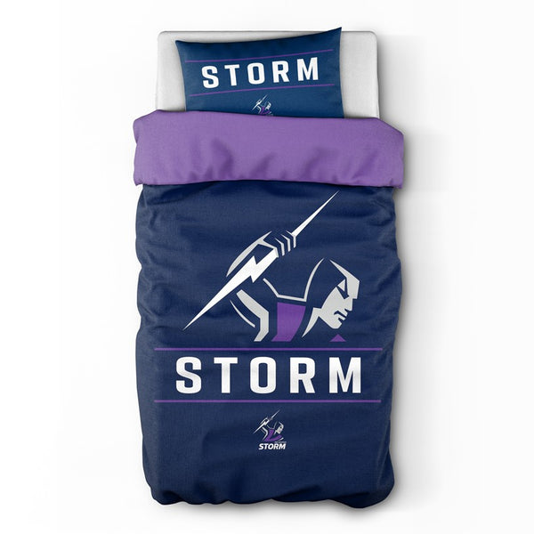 Melbourne Storm NRL Logo Single Quilt Doona Duvet Cover Pillowcase Set