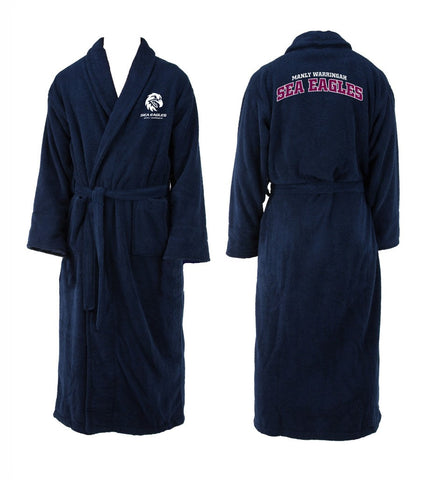 Manly Sea Eagles NRL Mens Adults Long Sleeve Robe Dressing Gown