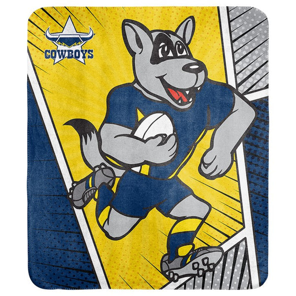 North Queensland Cowboys NRL Mascot Coral Fleece Throw Rug