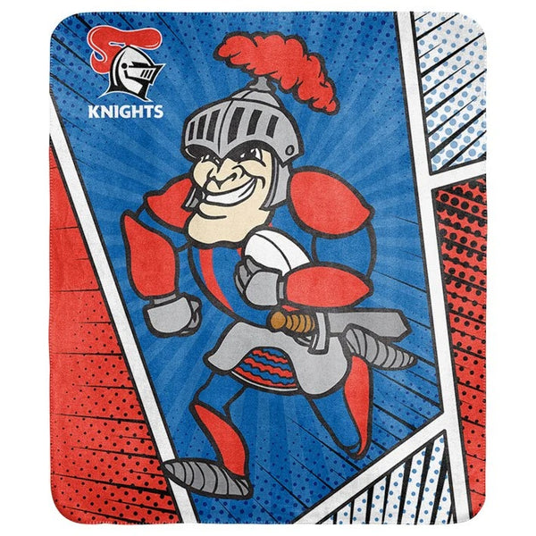 Newcastle Knights NRL Mascot Coral Fleece Throw Rug