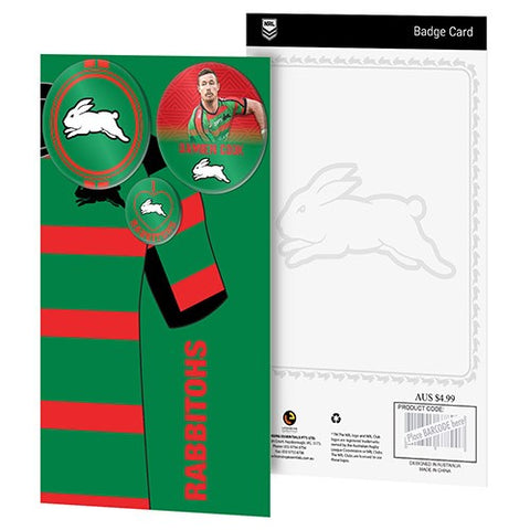South Sydney Rabbitohs NRL 3 Badge Backing Card