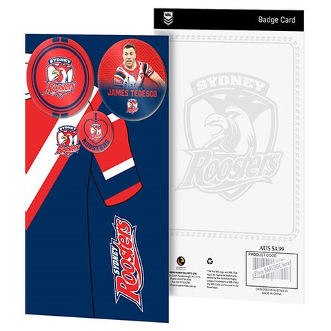 Sydney Roosters NRL 3 Badge Backing Card