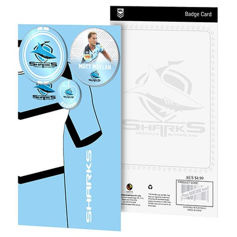 Cronulla Sharks NRL 3 Badge Backing Card