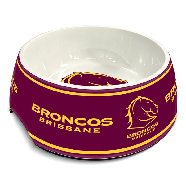 Brisbane Broncos NRL Pet Food Bowl 710ml - Durable Melamine Dog Bowl - Team Supporter Pet Accessory