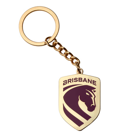 Brisbane Broncos NRL Metallic Logo Keyring
