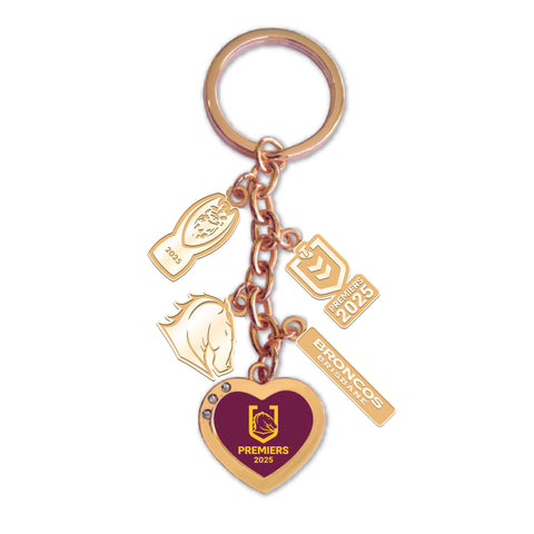 PREORDER - Brisbane Broncos NRL 2025 Premiers Premiership Charm Keyring