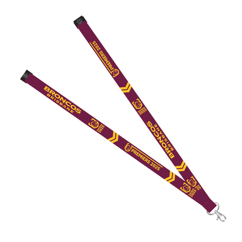 PREORDER - Brisbane Broncos NRL 2025 Premiers Premiership Logo Lanyard