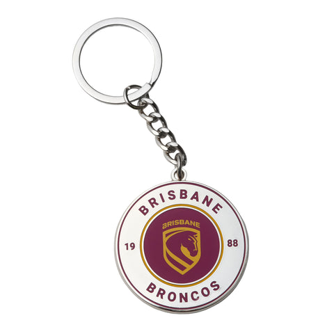 Brisbane Broncos NRL Round Logo Keyring