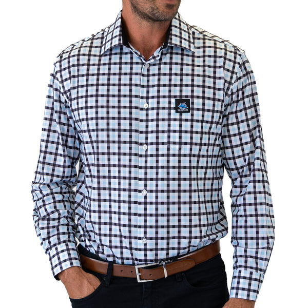 Cronulla Sharks NRL Mens Adults 'Crossfield' Dress Shirts