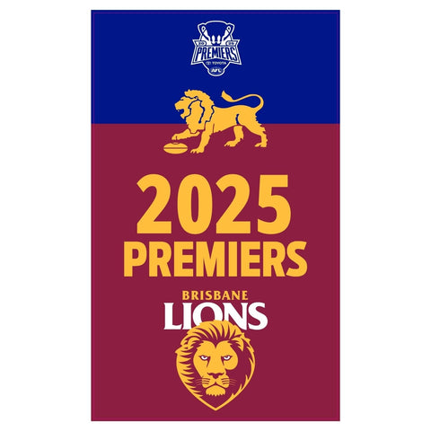 PREORDER - Brisbane Lions 2025 Premiers Supporter Flag EA 90 x 150cm