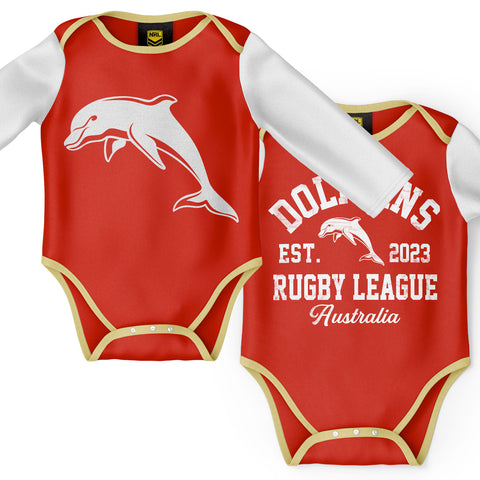 Redcliffe Dolphins NRL Baby Infant Romper Bodysuit 2pc