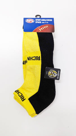 Richmond Tigers High Performance Sport Ankle Socks 2pk