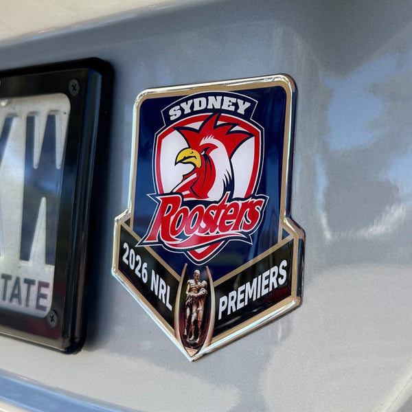PREORDER - Sydney Roosters NRL 2026 Premiers Premium Chrome Logo Decal Sticker