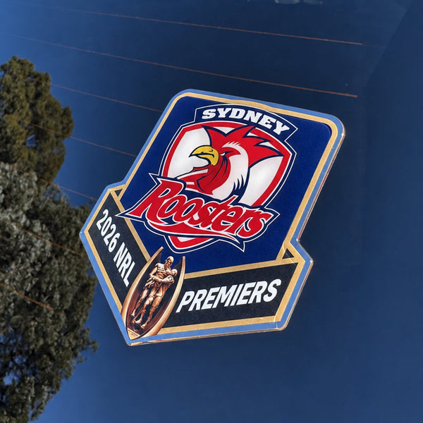 PREORDER - Sydney Roosters NRL 2026 Premiers Premium Chrome Logo Decal Sticker
