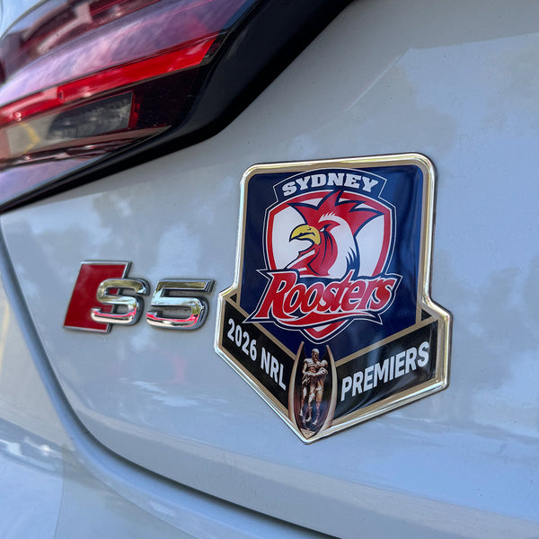 PREORDER - Sydney Roosters NRL 2026 Premiers Premium Chrome Logo Decal Sticker