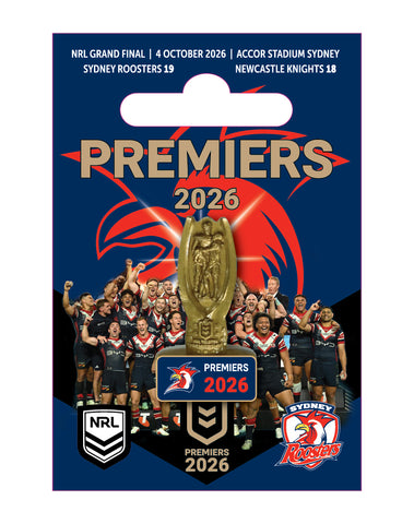 PREORDER - Sydney Roosters NRL 2026 Premiers Premiership 3D Trophy Pin