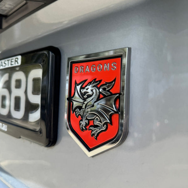St George Dragons NRL 3D Peel-N-Stick Chrome Car Badge