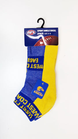 West Coast Eagles High Performance Sport Ankle Socks 2pk