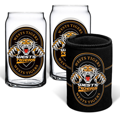 Wests Tigers NRL Can Glasses and Can Cooler