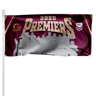 PREORDER - Brisbane Broncos NRL 2025 Premiers Team Image Pole Flag PH2