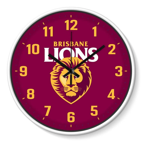 Brisbane Lions AFL 30cm Team Logo Wall Clock