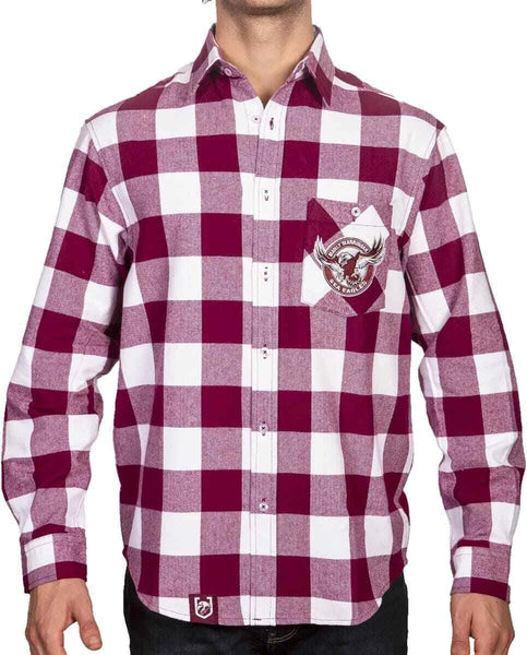 Manly Sea Eagles NRL Mens Adults Lumberjack Flannel Shirt