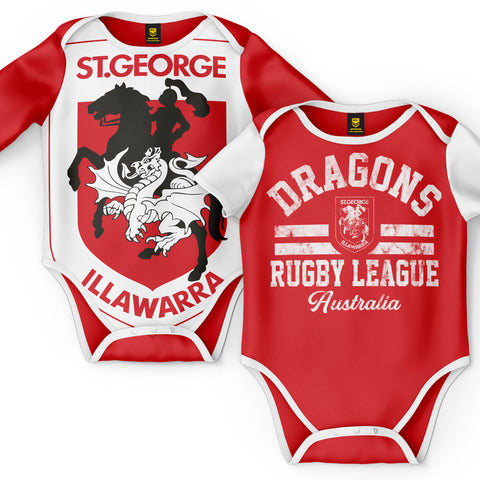 St George Dragons NRL Baby Infant Romper Bodysuit 2pc