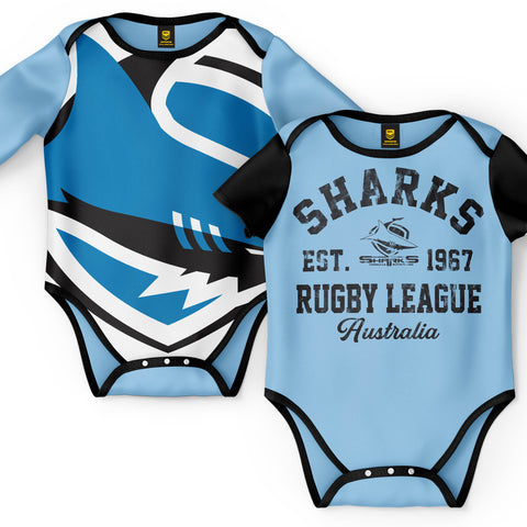 Cronulla Sharks NRL Baby Infant Romper Bodysuit 2pc