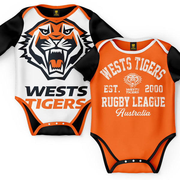 Wests Tigers NRL Baby Infant Romper Bodysuit 2pc