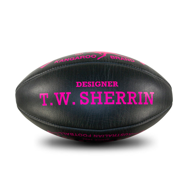 Sherrin Designer Leather Black Pink Training Football size 4