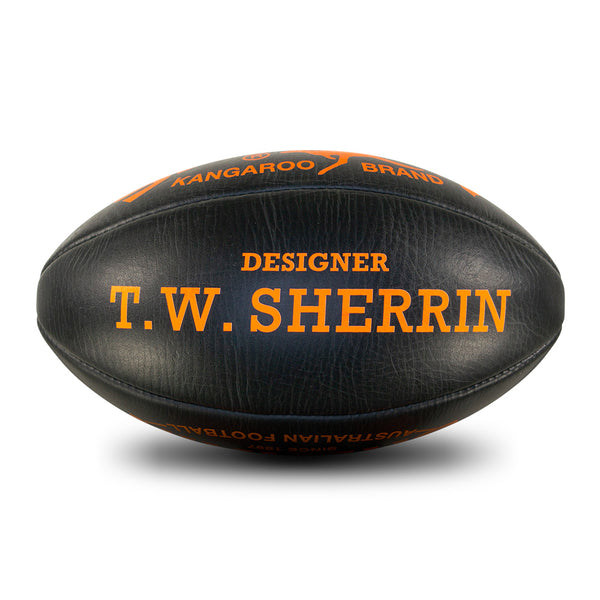 Sherrin Designer Leather Black Fluro Orange Training Football size 5