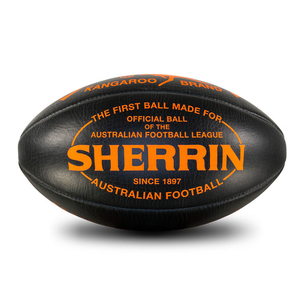 Sherrin Designer Leather Black Fluro Orange Training Football size 5