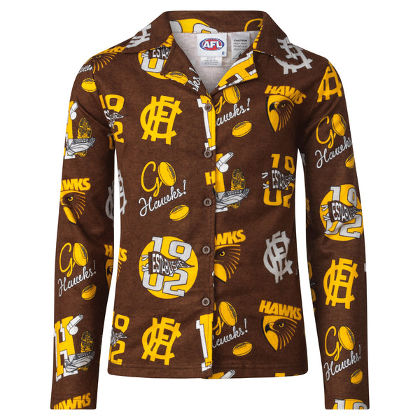 Hawthorn Hawks Youths Kids Flannelette Pyjamas PJ Set
