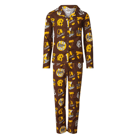 Hawthorn Hawks Youths Kids Flannelette Pyjamas PJ Set