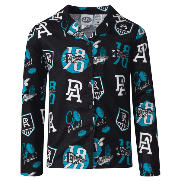 Port Adelaide Power Youths Kids Flannelette Pyjamas PJ Set