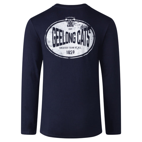Geelong Cats Mens Adults Supporter Long Sleeve Tee