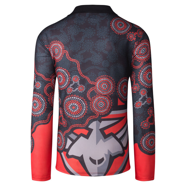 Essendon Bombers Mens Adults Indigenous Long Sleeve Polo T-Shirt